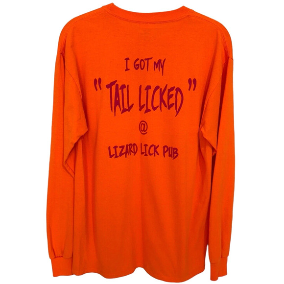Lizard Lick Pub NC Tee Shirt Sz M Double Sided Graphic Orange Multi Long Sleeve - Picture 2 of 7